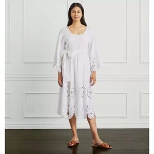 Hill House Cora Linen Blend Eyelet Midi Dress Size XL Boho Beachy Hippie Dainty